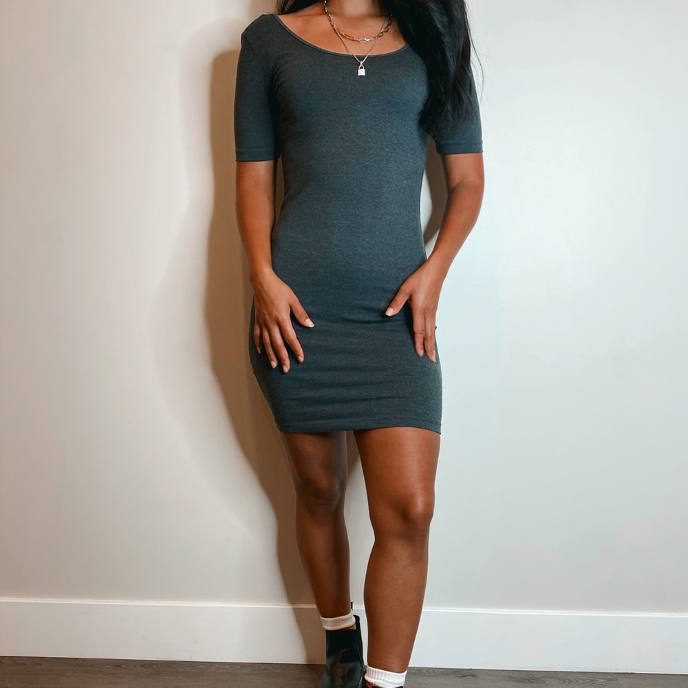Gray body-con dress